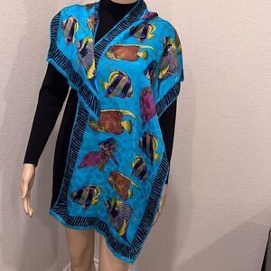 Vintage Adrienne Vittadini silk ( tropical fish print) scarf